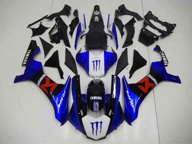 Carenagens Moto Yamaha YZF R1 2015-2019 - Azul Branco Preto Vermelho Monstro Akropovic