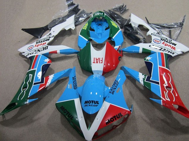 Carenagens Moto Yamaha YZF R1 2004-2006 - Branco Azul Vermelho Verde Branco Fiat Motul