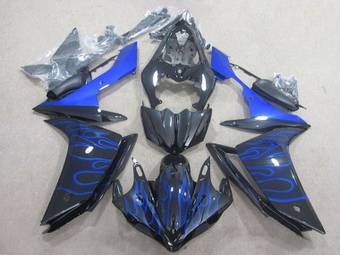 Carenagem Moto Yamaha YZF R1 2007-2008 - Preto Brilhante Azul Chama
