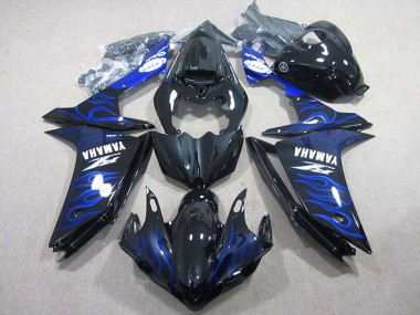 Carenagens Moto Yamaha YZF R1 2007-2008 - Preto Brilhante Azul Chama