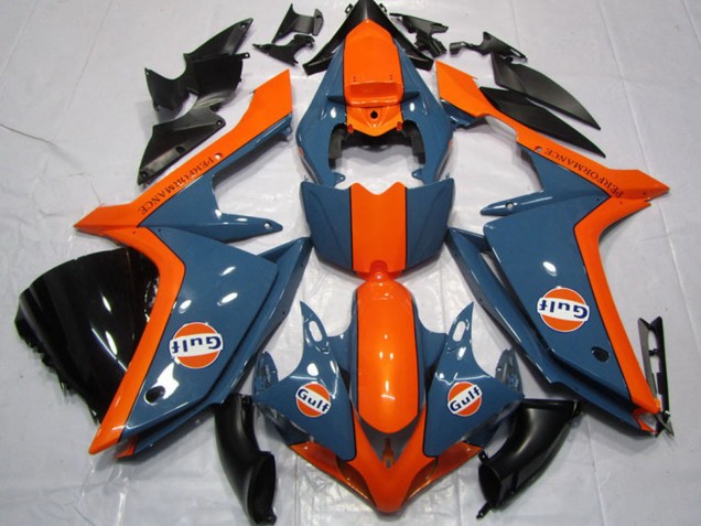 Carenagens Moto Yamaha YZF R1 2007-2008 - Azul Escuro Laranja Gulf