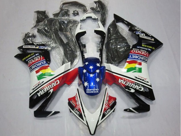 Carenagens Moto Honda CBR500R 2013-2015 - Branco Vermelho Azul Preto Brilhante Star Carrera Lee DENSO EuroBet