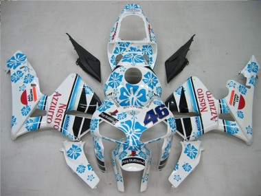Carenagens Moto Honda CBR600RR 2005-2006 - Branco Azul Vermelho Nastro Azzurro 46