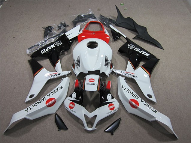 Carenagens Moto Honda CBR600RR 2007-2008 - Branco Vermelho Preto Brilhante Konica Minolta MAPEI