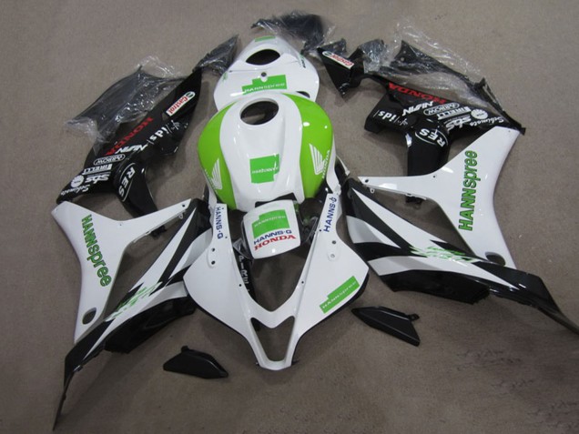 Kits Carenagem Moto Honda CBR600RR 2007-2008 - Branco Verde Preto Brilhante Hannspree