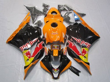 Carenagens Moto Honda CBR600RR 2009-2012 - Laranja Amarelo Preto Brilhante Red Bull