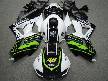 Carenagens Moto Honda CBR600RR 2013-2023 - Branco Verde Preto Brilhante Semakin Didepan Monstro