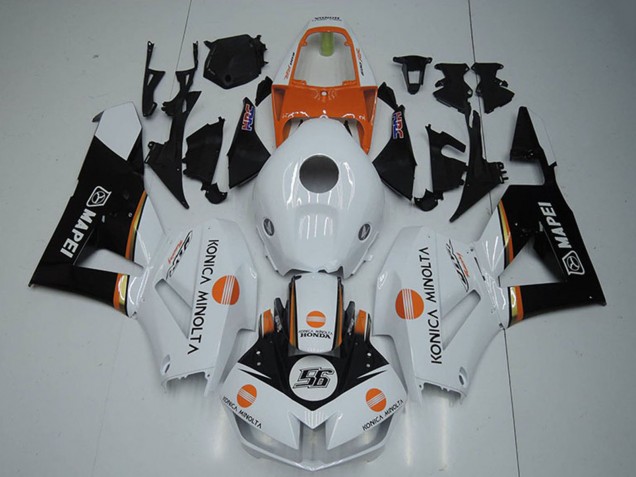 Carenagens Moto Honda CBR1000RR 2012-2016 - Branco Laranja Preto Brilhante Konica Minolta 56