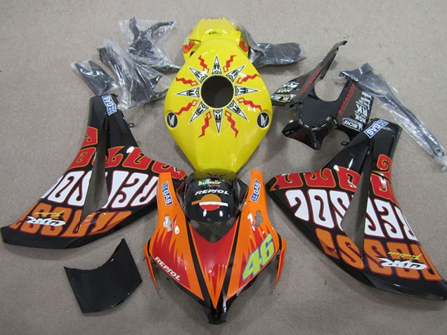 Carenagens Moto Honda CBR1000RR 2008-2011 - Amarelo Laranja Preto Brilhante Rossi Repsol 46