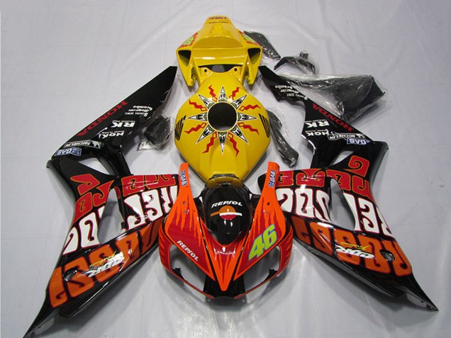 Carenagens Moto Honda CBR1000RR 2006-2007 - Amarelo Laranja Preto Brilhante Rossi Repsol 46