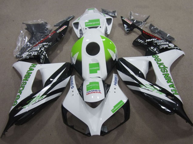 Carenagens Moto Honda CBR1000RR 2006-2007 - Branco Verde Preto Brilhante Hannspree