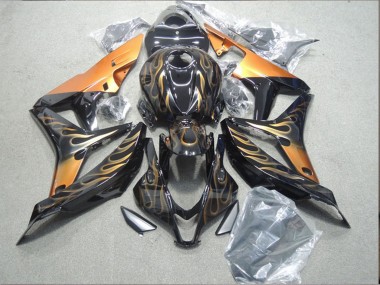 Carenagens Moto Honda CBR1000RR 2004-2005 - Preto Brilhante Ouro Chama