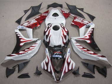 Carenagens Moto Honda CBR1000RR 2004-2005 - Branco Vermelho Preto Brilhante Chama Tubarão