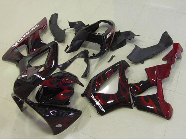 Carenagens Moto Honda CBR900RR 929 2000-2001 - Preto Brilhante Vermelho Chama