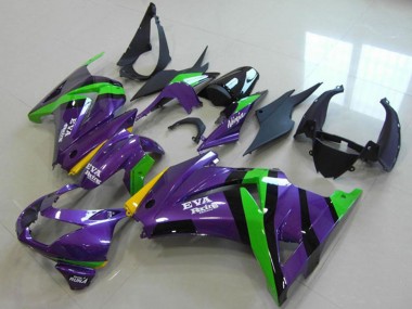 Carenagens Moto Kawasaki ZX250R 2008-2012 - Roxo Verde Amarelo Preto EVA Corrida