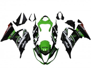 Carenagens Moto Kawasaki ZX6R 2013-2018 - Verde Preto Branco Elf Monstro