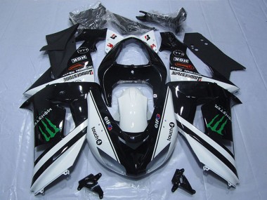 Carenagens Moto Kawasaki ZX6R 2007-2008 - Preto Branco Monstro Touch4