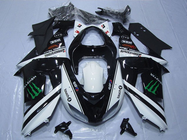 Carenagens Moto Kawasaki ZX6R 2007-2008 - Preto Branco Monstro Touch4