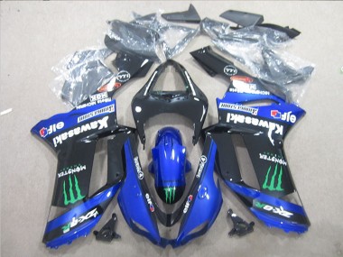 Carenagens Moto Kawasaki ZX6R 2007-2008 - Preto Azul Verde Monstro
