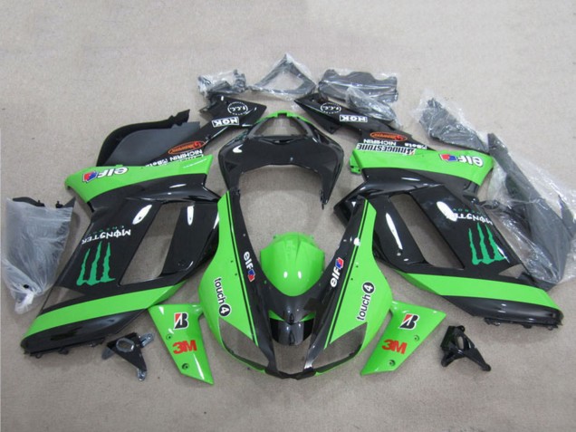 Carenagens Moto Kawasaki ZX6R 2007-2008 - Verde Preto 3M Monstro