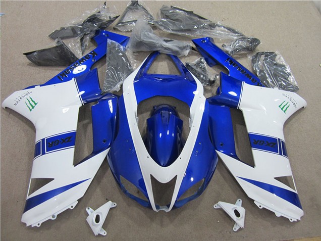 Carenagens Moto Kawasaki ZX6R 2007-2008 - Azul Branco Monstro