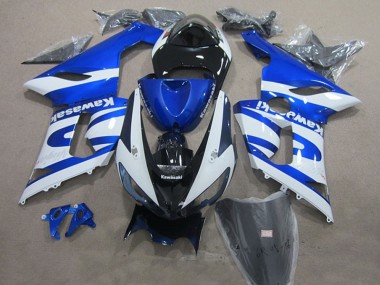 Carenagens Moto Kawasaki ZX6R 2005-2006 - Azul Branco Preto