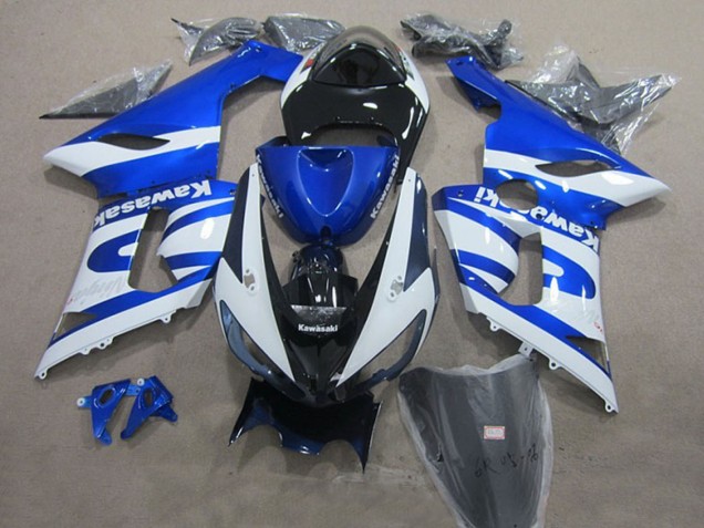 Carenagens Moto Kawasaki ZX6R 2005-2006 - Azul Branco Preto