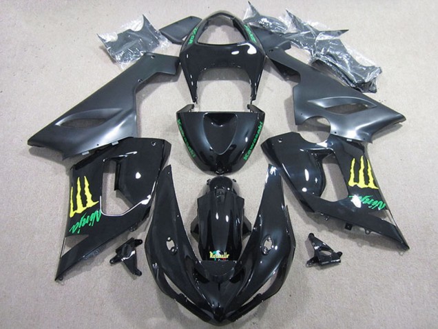 Carenagem Moto Kawasaki ZX6R 2005-2006 - Preto Brilhante Amarelo Monstro