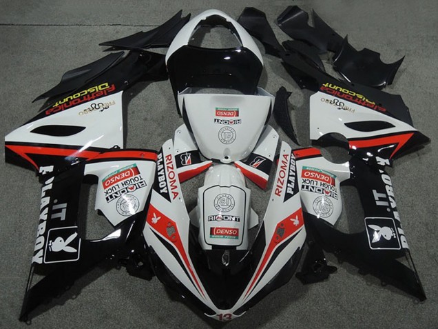 Carenagens Moto Kawasaki ZX6R 2005-2006 - Branco Preto Vermelho Rizoma Playboy