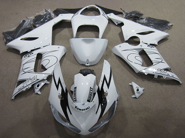 Kits Carenagem Moto Kawasaki ZX6R 2005-2006 - Branco Preto
