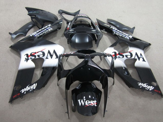 Carenagem Moto Kawasaki ZX6R 2003-2004 - Preto Brilhante Branco West
