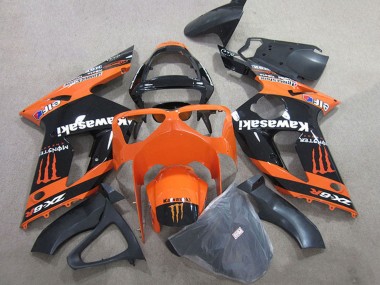 Carenagens Moto Kawasaki ZX6R 2003-2004 - Laranja Preto Monstro