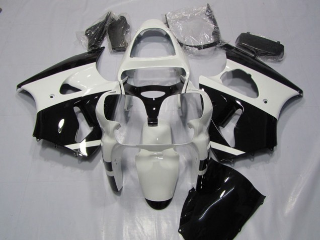 Carenagens Moto Kawasaki ZX6R 2000-2002 - Branco Preto Brilhante
