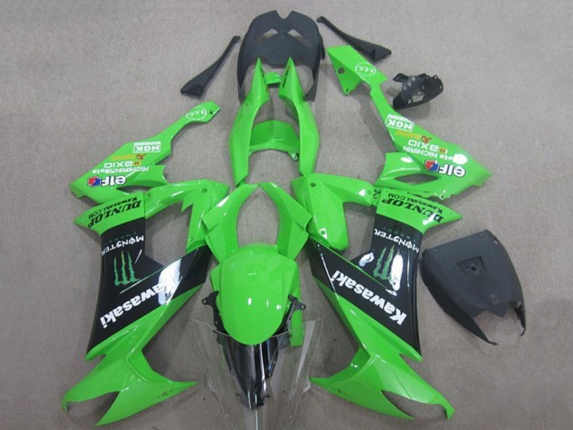 Carenagens Moto Kawasaki ZX10R 2008-2010 - Verde Preto Monstro Energy Elf Dunlop