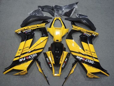 Carenagens Moto Kawasaki ZX10R 2011-2015 - Amarelo Preto Brilhante Delt Fin
