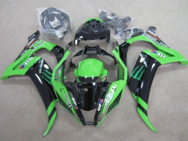 Carenagens Moto Kawasaki ZX10R 2011-2015 - Verde Preto Brilhante Verde Elf Touch4 Monstro