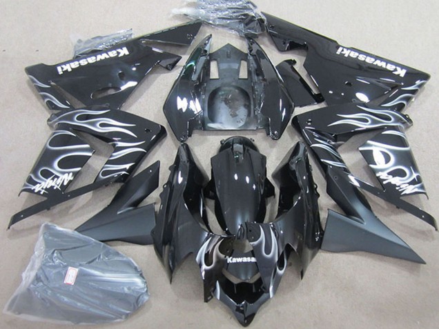 Carenagens Moto Kawasaki ZX10R 2004-2005 - Preto Branco Chama