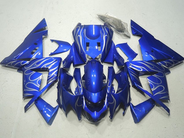Carenagens Moto Kawasaki ZX10R 2004-2005 - Azul Branco Chama