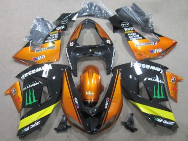 Carenagens Moto Kawasaki ZX10R 2006-2007 - Laranja Amarelo Preto Brilhante Verde Monstro