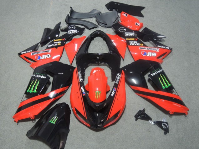 Carenagens Moto Kawasaki ZX10R 2006-2007 - Vermelho Preto Brilhante Verde Elf Touch4 Monstro