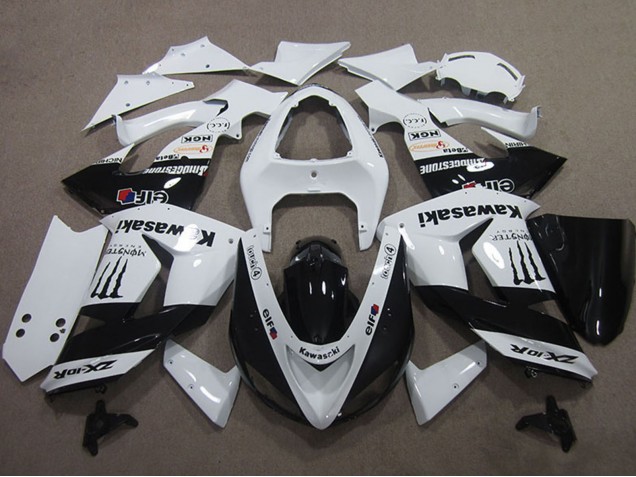 Carenagens Moto Kawasaki ZX10R 2006-2007 - Branco Preto Brilhante Elf Touch4 Monstro Energy
