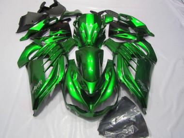 Carenagens Moto Kawasaki ZX14R ZZR1400 2012-2024 - Verde Preto Brilhante Prata Ninja
