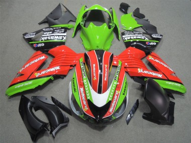 Carenagens Moto Kawasaki ZX14R ZZR1400 2006-2011 - Verde Vermelho Branco Preto Elf Motocard