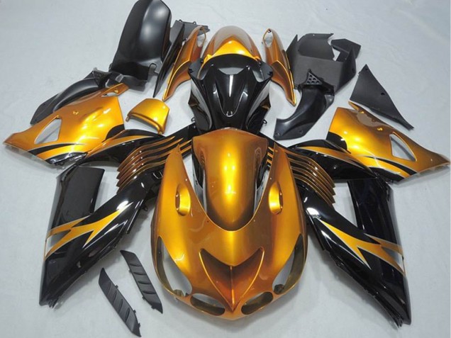 Carenagem Moto Kawasaki ZX14R ZZR1400 2006-2011 - Ouro Preto Brilhante