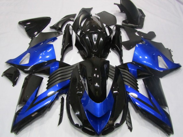 Carenagens Moto Kawasaki ZX14R ZZR1400 2006-2011 - Azul Preto Brilhante