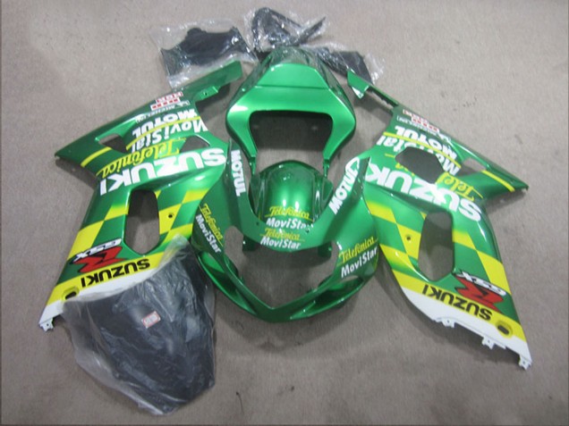 Carenagens Moto Suzuki GSXR 600 2001-2003 - Verde Amarelo Telefonica MoviStar