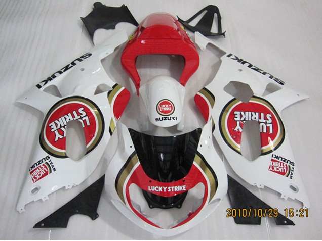 Carenagens Moto Suzuki GSXR 600 2001-2003 - Branco Vermelho Lucky Strike