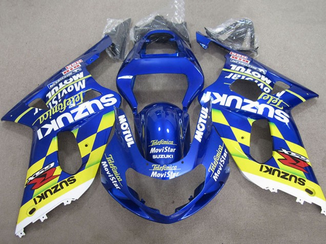 Carenagens Moto Suzuki GSXR 600 2001-2003 - Azul Amarelo Telefonica MoviStar