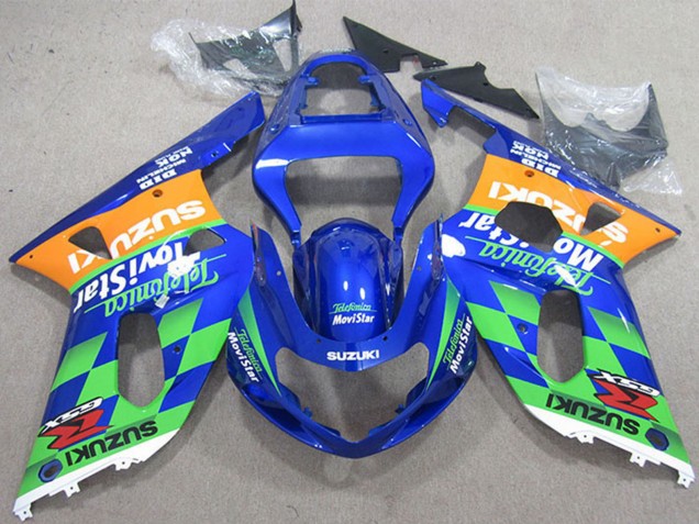 Carenagens Moto Suzuki GSXR 600 2001-2003 - Azul Laranja Verde Telefonica MoviStar