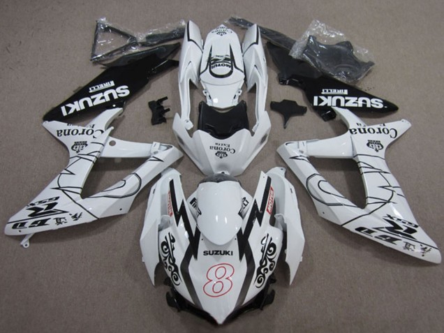 Carenagens Moto Suzuki GSXR 600 2008-2010 - Branco Preto Corona Extra Motul 8